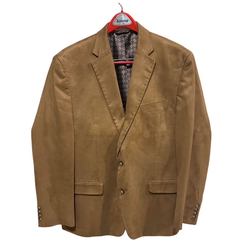 Lauren Ralph Lauren Mens 44R Faux Suede Blazer Sport Coat Brown Two Button